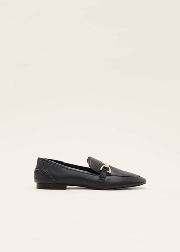 Phase Eight T-Bar Leather Flats Navy Canada | YVTLXI-217